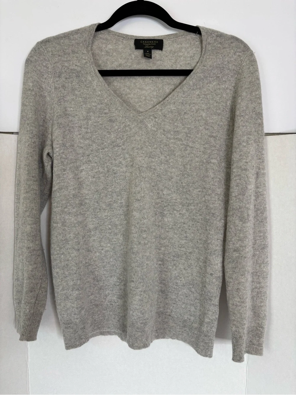 Charter Club Cashmere V-Neck Sweater - Light Gray